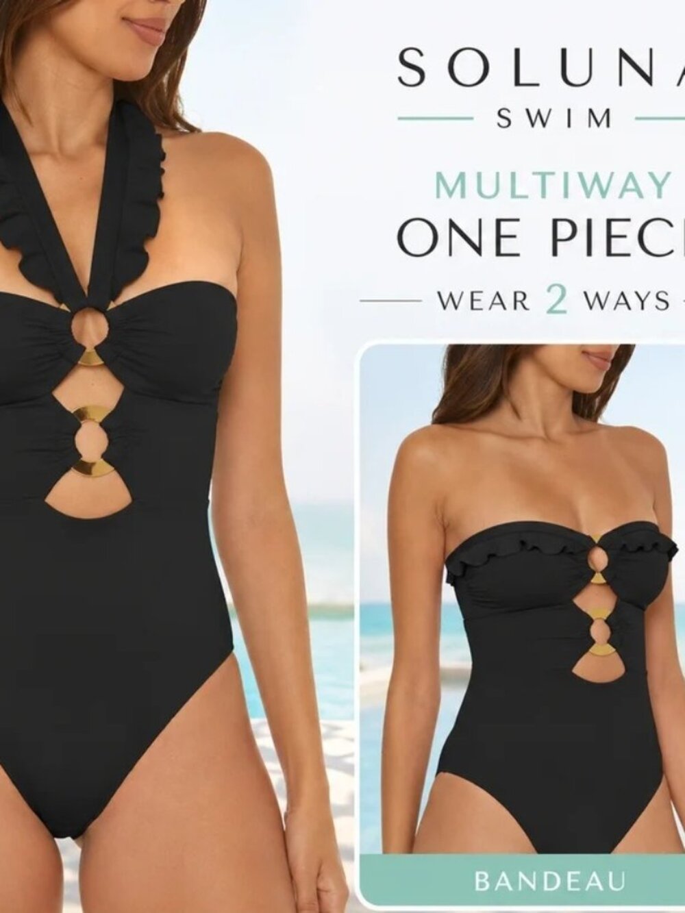 Soluna Swim BUCKLE UP ONE PIECE IN BLACK SIZES S, M, L, XL